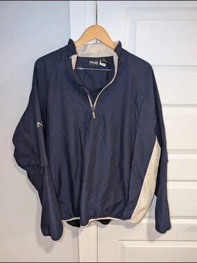 Ping Golf Navy Blue Jacket Windbreaker with White Lining - XL